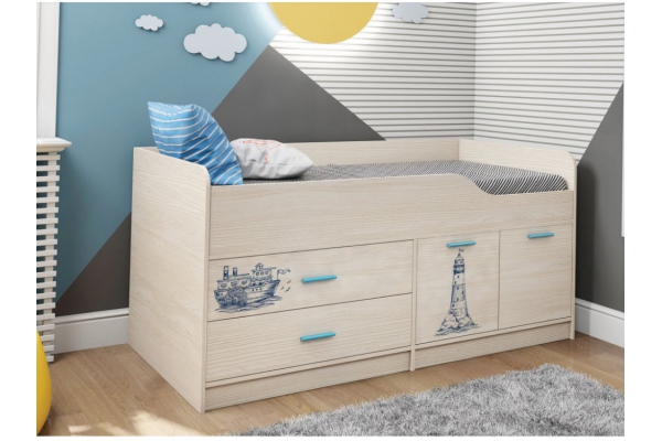 Кровать двухъярусная Каприз-17 с рисунком Морская тема
