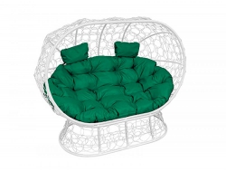 Подвесной диван Кокон Лежебока на подставке каркас белый-подушка зелёная