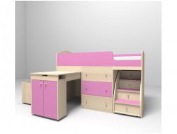 Кровать-чердак Малыш 1600 дуб-розовый