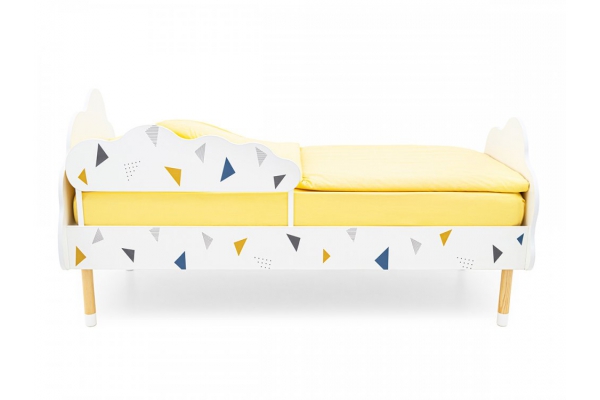 Кровать Stumpa Облако с бортиком рисунок Треугольники желтый, синий