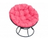 Кресло Папасан без ротанга каркас чёрный-подушка розовая